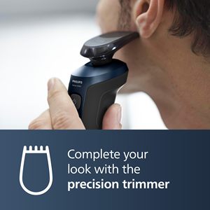 Afeitadora Eléctrica Inalámbrica de Precisión para Hombre, Afeitadora en Seco y Húmedo, Color Azul Metálico, Recortadora Profesional IPX7, Batería, Estuche de Viaje Suave - Product Image 3