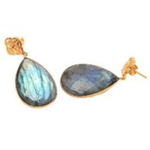 New Arrival Labradorite Gemstone 925 Sterling Silver Pear Shape Earrings - Product Image 1