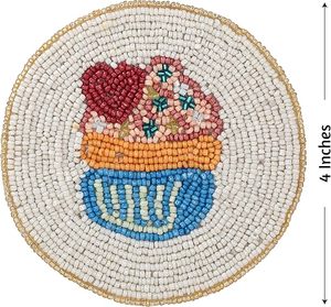 Dessous de verre perlé fait à la main d'aspect royal Dessous de verre perlé décoratif de table de restaurant d'hôtel et article d'utilisation doué - Product Image 1