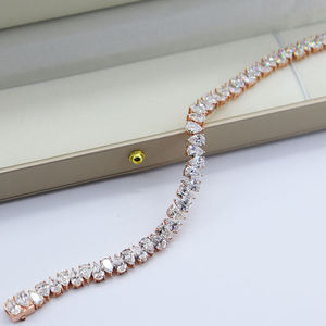 AMBER JEWELS Pulsera de Moissanita Chapada en Plata 925 con Oro Rosa, Corte Pera y Engaste de Canal, Joyería de Lujo Unisex de Moda - Product Image 2