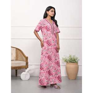 Camisón de Algodón Peach Jaal ODM, Tejido Popelín Cómodo y Suave para Verano, Cierre con Botones y Cordón Ajustable, Personalizable con Estampado Animal - Product Image 3