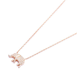 Elephant Design <b>Clear</b> Zircon Stone Charm Necklace Pendant Wholesale Turkish Handmade 925 Silver Jewelry - Product Image 2