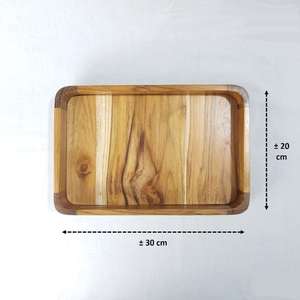 Vaisselle décorative rectangulaire en bois massif véritable naturel, plateau de service à fruits, plateau de service à café, plateau de service à café - Product Image 2
