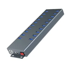 Penggunaan industri Multi Port Splitter 20 In 1 Usb Data Hubsa aluminium Square 20-Port Usb 2.0 Hub dengan Led individu