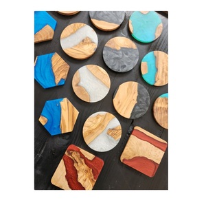 Fabriqués à la main classique en bois de manguier sous-verres en résine personnalisé thé café vin tapis cuisine Table décoration accessoires indiens - Product Image 1