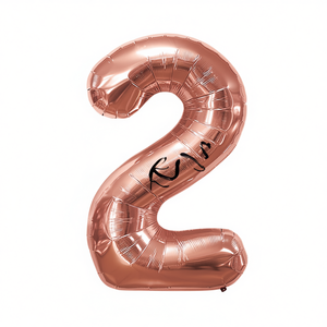 Palloncino Numero 2 in Foil Mylar Oro Rosa 45cm per Decorazioni Festa - Product Image 2