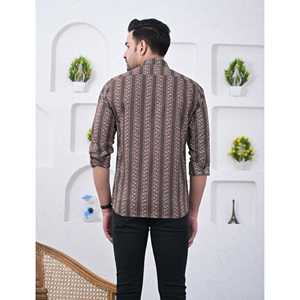 Chemise décontractée en coton imprimé pour homme, manches longues, coupe ajustée, tailles XL à 6XL, tissu popeline respirant, offre ODM - Product Image 3