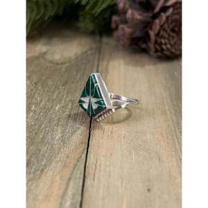 Zuni Handmade Opal <b>Ring</b> with Multi-Stone & Platinum Sterling <b>Silver</b> Inlay <b>Statement</b> Geometry Design Everyday Wear IGI Certified - Product Image 3