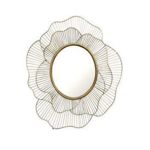 Miroir décoratif en fer mural miroir suspendu Sculpture en métal doré Rose Design miroir d'art moderne pour la décoration intérieure - Product Image 1