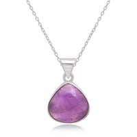 Pendentif en argent sterling 925 avec améthyste naturelle violette taille cabochon trilobé 15 mm certifiée IGI – Vente en gros
