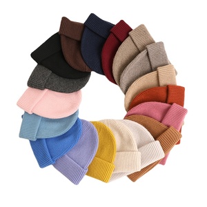 Custom Cute Luxury Warm Lambs <b>Wool</b> Knitted Beanie Winter <b>Cashmere</b> Bennie Women 100% Pure <b>Wool</b> Beanie Hats - Product Image 1