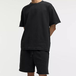 Tenues 2 pièces de couleur contrastée ensemble t-shirt et short surdimensionné ensemble deux pièces t-shirt et short pour hommes ensembles vêtements pour hommes - Product Image 6