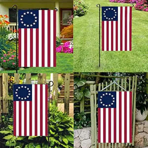 Paquete de 2 Banderas de Jardín Americanas Besty Ross de 12 x 18 - Banderas Ross de 13 Estrellas Patrióticas de Doble Cara, Pequeñas para Decoración de Jardín - Product Image 1