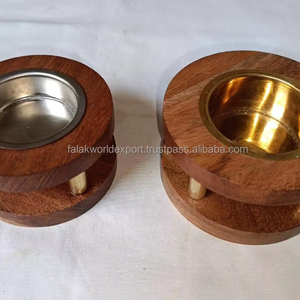 Quemador de Incienso de Madera de Sándalo Hecho a Mano con Incrustaciones de Mármol e Inserto Metálico, Uso Aromático para Todas las Estaciones - Product Image 6