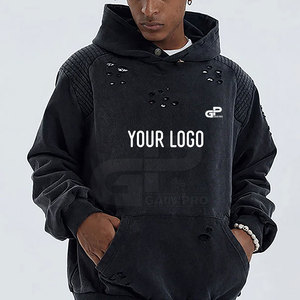 Sweats à capuche épais pour hommes, tissu épais, sweats à capuche délavés pour streetwear, hiver et usage quotidien - Product Image 4