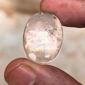 Topacio Blanco Natural, Corte Ovalado, Cabujón con Efecto Arcoíris para Joyería - Product Image 2