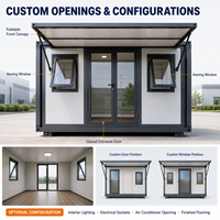 Maison conteneur préfabriquée pliable à toit en pignon en verre, bâtiment modulaire portable en acier, personnalisable, moderne, garantie 3 ans, bureau de chantier