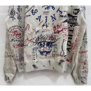 Sweat à capuche zippé personnalisé Hip Hop pour hommes Sweat-shirt gonflé surdimensionné lavé à l'acide avec impression en relief et logo de broderie - Product Image 4
