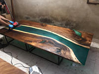 Table basse moderne haut de gamme peinte à la main avec plateau en résine époxy 3D, mobilier de salon portable, artisanat animalier et angélique