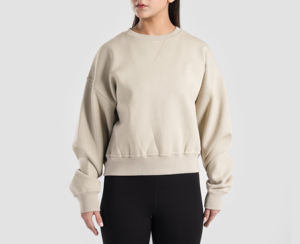 Custom Wholesale Trendy High demand Women Casual Lounge <b>Set</b> Solid Crew neck Sweatshirt & Flare Pants Two Piece Outfit - Product Image 2