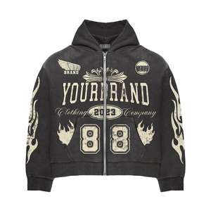 Chándales de color rojo liso con diseño de logotipo bordado desgastado lavado con ácido personalizado para chándales impresos con logotipo personalizado para hombre - Product Image 2