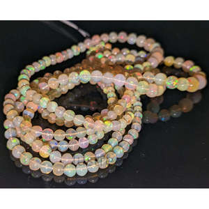 Cuentas de Ópalo de Fuego Welo Etíope 100% Natural, Cuentas de Cristal Sueltas Redondas y Lisas con Base Amarilla - Product Image 1
