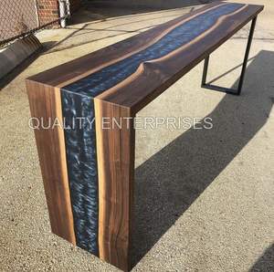 โต๊ะรับประทานอาหารทำด้วยมือทำจากไม้อีพ็อกซี่เรซิ่นคริสตัลใสตั้งโต๊ะสำหรับงานประชุมกาแฟ - Product Image 3