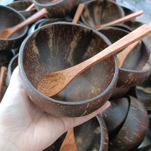 Vietnam Wholesale Handmade Natural Coconut Shell Bowl <b>Dinnerware</b> Set With Wooden Spoon Perfect for Desserts Fruit Salad Home - Product Image 1