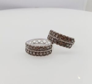 3.83 Ct Natural Round White Brown Diamond Sterling <b>Silver</b> <b>Huggie</b> Hoop Earring for Women Wedding Engagement - Product Image 5