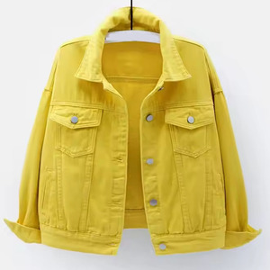 Veste en jean pour hommes confortable de couleur unie 100% coton vêtements décontractés pour l'hiver Streetwear avec logo avant et poches - Product Image 1