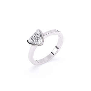 Anillo de Diamante Cultivado en Laboratorio con Corte Solitario en Forma de Corazón, Regalo Romántico de Aniversario con 1.01 Ct |   En oro amarillo, blanco y rosa de 9 quilates - Product Image 2