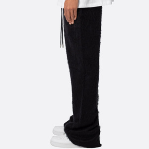 Pantalon pull blanc en mohair pour hommes Pantalon en tricot doux Fuzzy Winter Warm Lounge Bottoms Casual Fashion Streetwear Outfit - Product Image 3