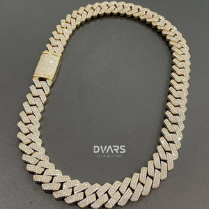 Cadena Cubana de Moissanita con Incrustaciones de 18 mm y 3 Filas, Plata de Ley 925, Chapada en Oro de 18K, Regalo de Boda, Estilo Miami - Product Image 3