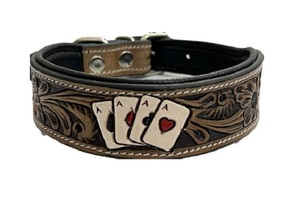 Élégant collier de luxe pour petit chien personnalisé en cuir indien doux huilé NDM motif solide rembourré durable digne de confiance indien - Product Image 6