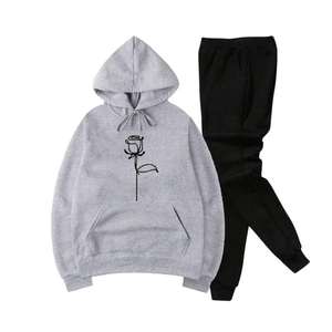 Latest Arrival Oversize Hoodie Pullover Gym Tracksuit Girls Grey Black Lower Woven Terry Fabric Hooded Winter Workout Clothing - Product Image 1