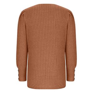 Suéteres gruesos antiarrugas con botones y cuello cuadrado para mujer Otoño Invierno Casual Color sólido manga larga suave - Product Image 2