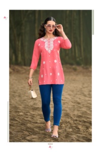Haut de travail brodé de fil de coton à la mode pour femmes dernier indien pakistanais inspiré vêtements de bureau taille régulière matériel de rayonne - Product Image 4