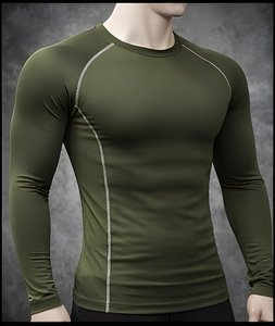 T-shirt de sport à manches longues pour homme haute performance, compression, séchage rapide, entraînement physique, course à pied, salle de sport, entraînement, vêtements de sport simples - Product Image 1