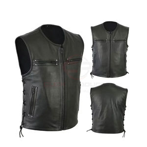 Gilet de moto pour homme, décontracté, tendance, fermeture éclair, respirant, doublure en maille, cuir de vache véritable en peau de mouton, hiver - Product Image 4
