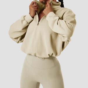 Sweat-shirt à fermeture éclair avec logo personnalisé de haute qualité à des prix abordables sweat-shirt à la mode pour femmes haut à manches longues sweat-shirt en molleton de coton de grande taille - Product Image 2