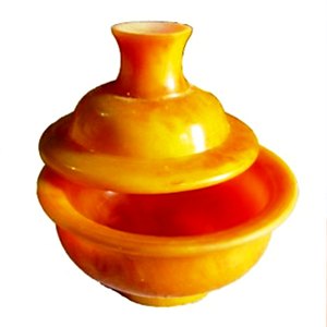 Bol de service écologique en résine mouchetée orange, base marron, vaisselle artisanale, vaisselle de cuisine haut de gamme, vaisselle de fête, art moderne indien - Product Image 2