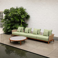 Ensemble de canapés modulaires d'extérieur en aluminium tressé avec coussins imperméables pour terrasse d'hôtel, cour et patio de villa