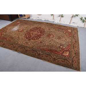 Vintage Turkish Rug 6.6x9.6 ft (201x293 cm), <b>Brown</b> <b>Wool</b> Rug - Product Image 3