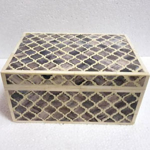 Best Quality Custom Made Acacia Wood Inlay Jewelry Box Handcrafted Bohemian Design Exquisite Tools Jewelry Storage 10x6x3 Inch - Product Image 1