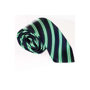 Italian Jacquard Woven <b>Tie</b> Handmade <b>Navy</b> Blue Green Striped Design Premium <b>Ties</b> & Accessories - Product Image 1