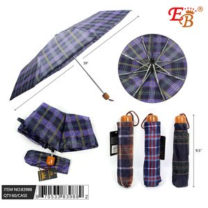 Parapluie inversé de 38 pouces avec 12 baleines et ouverture automatique, en tissu 190T, poignée en bois, cadeau d'affaires, 60 pièces/boîte, modèle 83988 - Product Image 1