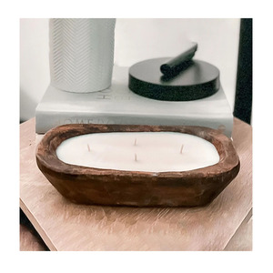 Juego de 2 uds de tamaño personalizado de nuevo diseño, vela de Mango, cuenco de madera, cuenco de vela de soja, acabado Natural para decoración de boda en casa - Product Image 4