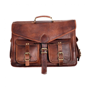 Bolso bandolera de cuero para ordenador portátil para hombre, bolso bandolera de cuero con múltiples bolsillos para oficina, bolso de cuero para viajes y compras - Product Image 5