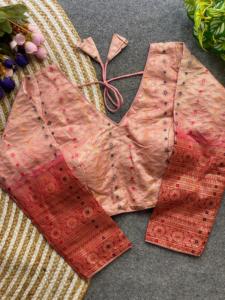 La blusa de verano tiene cuello en forma de V, tanto frented, espalda y patrón sabyasachi Blusa Jari, y trabajo de impresión de dos toneladas y multy butty - Product Image 5