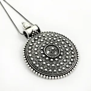 Hot Selling Top Product 925 Sterling Oxidized Silver Round Shape Artisan Look Pendant Handmade Jewelry Wholesale Price Suppliers